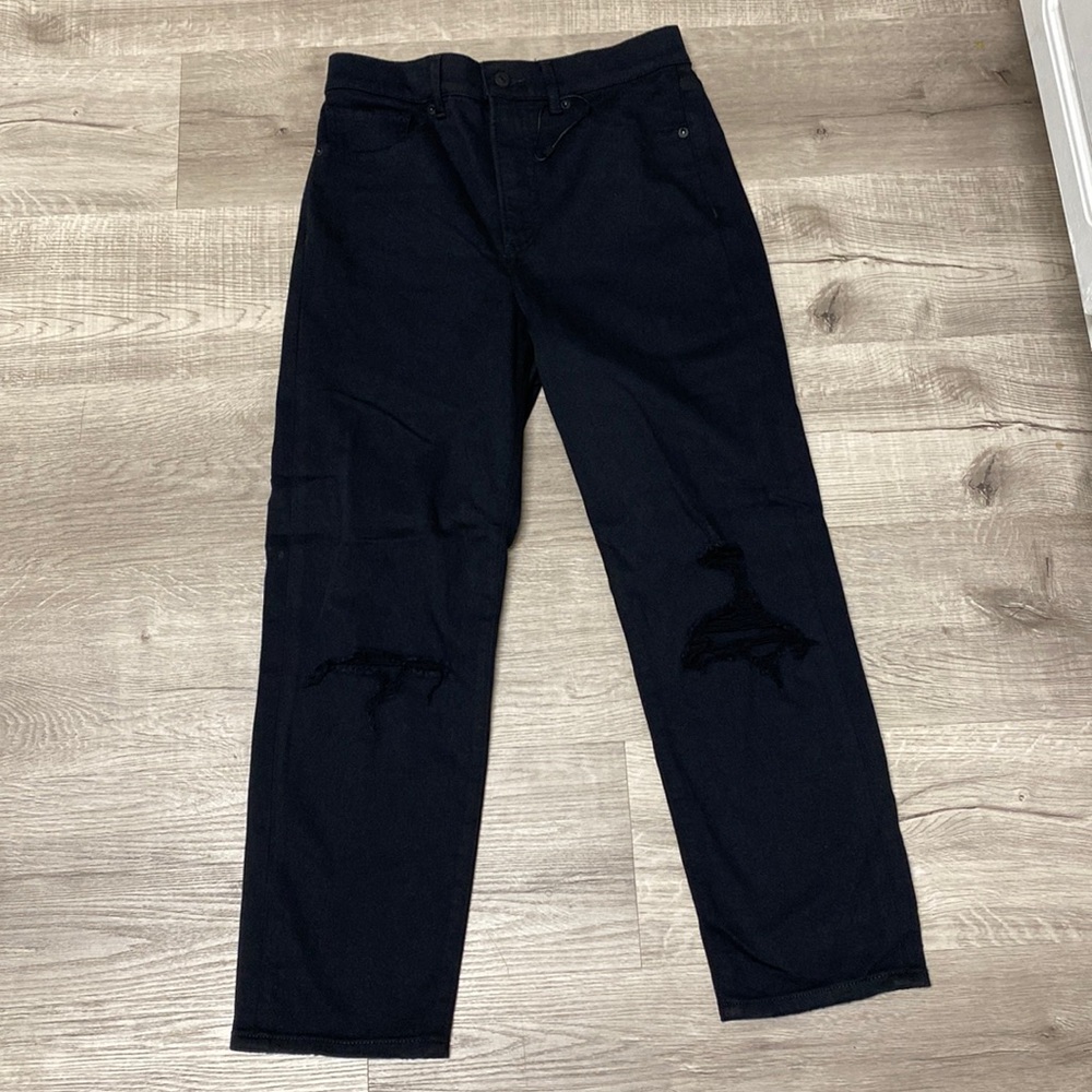 Express High Waisted Ribbed Knee Mom Jeans